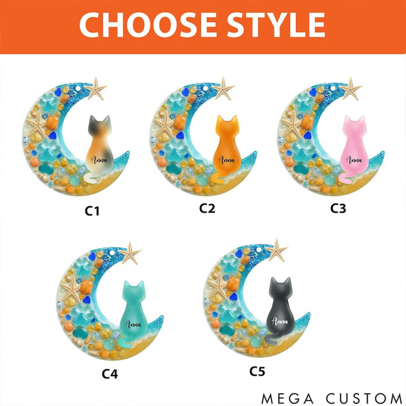 Personalized Cat Lover Flat Sea Christmas Ornament