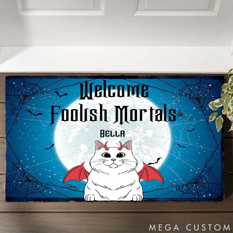 Personalized Cat Lover Foolish Mortals Doormat