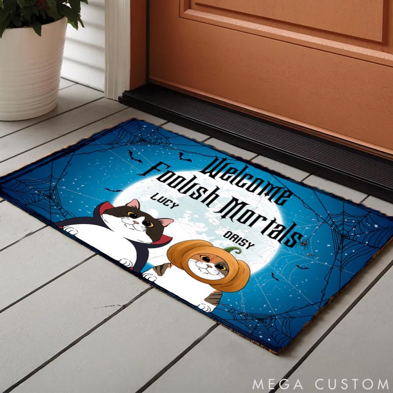 Personalized Cat Lover Foolish Mortals Doormat
