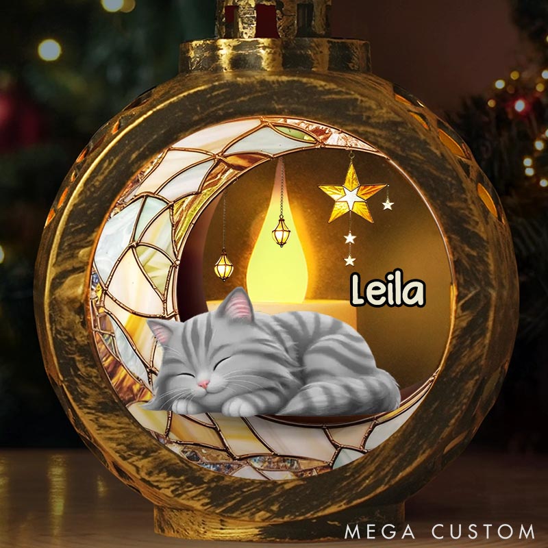 Personalized Cat Lover Forever Love Lives in Gentle Lantern Ornament