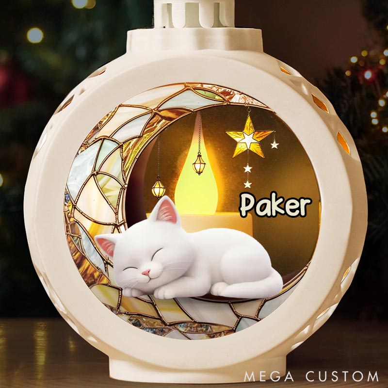 Personalized Cat Lover Forever Love Lives in Gentle Lantern Ornament