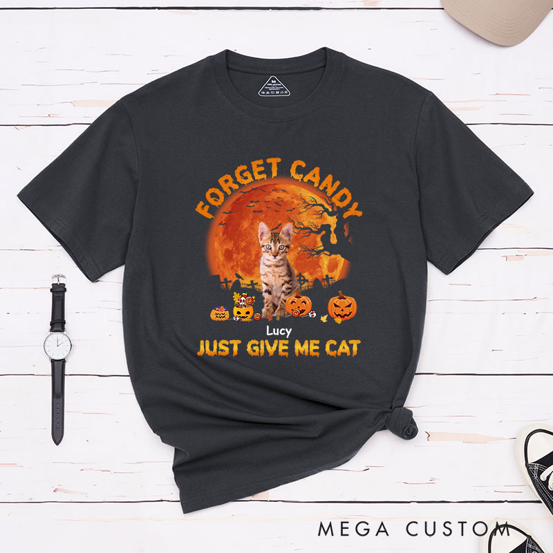 Personalized Cat Lover Give Me Cats Photo T-Shirt