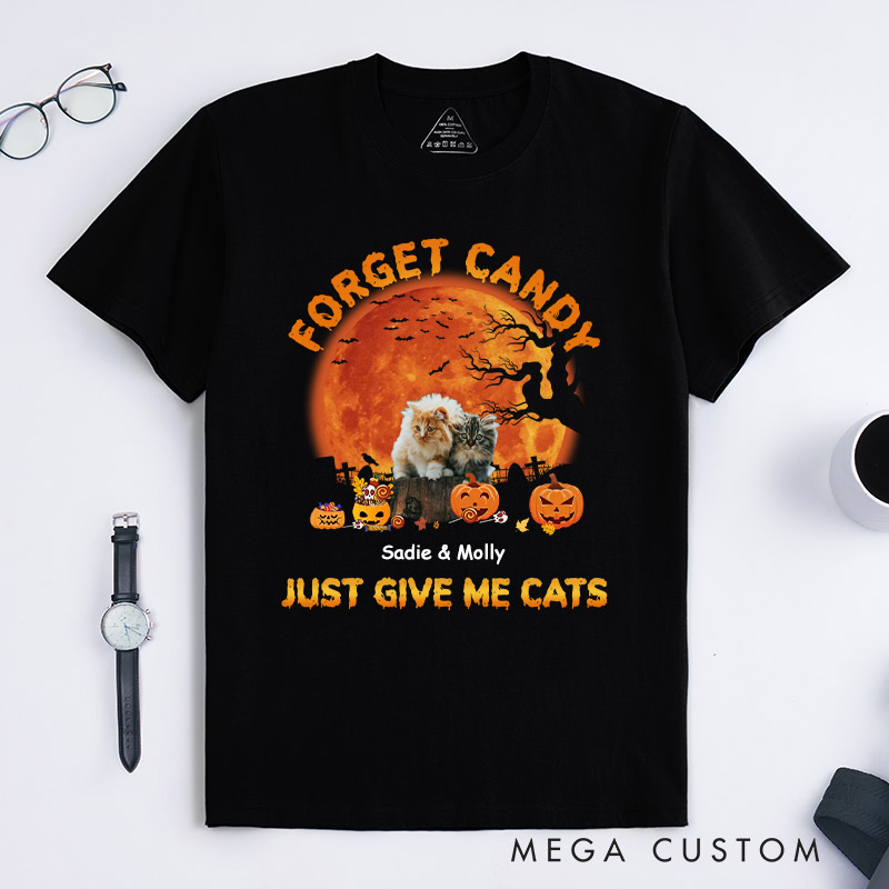 Personalized Cat Lover Give Me Cats Photo T-Shirt