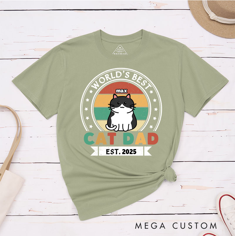 Personalized Cat Lover HBest Cat Dad Est T-Shirt