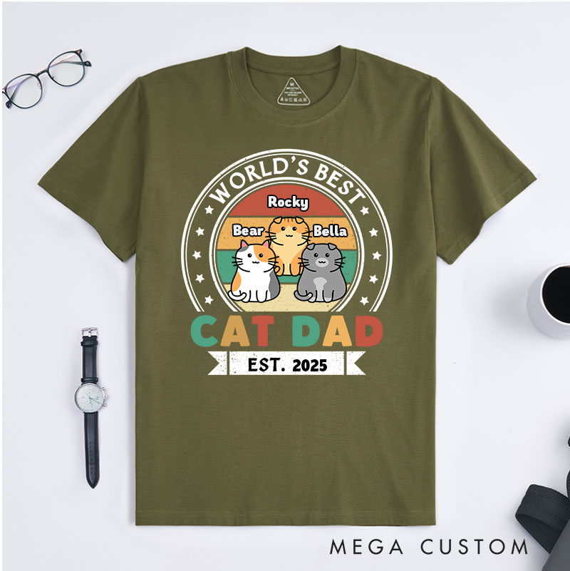 Personalized Cat Lover HBest Cat Dad Est T-Shirt