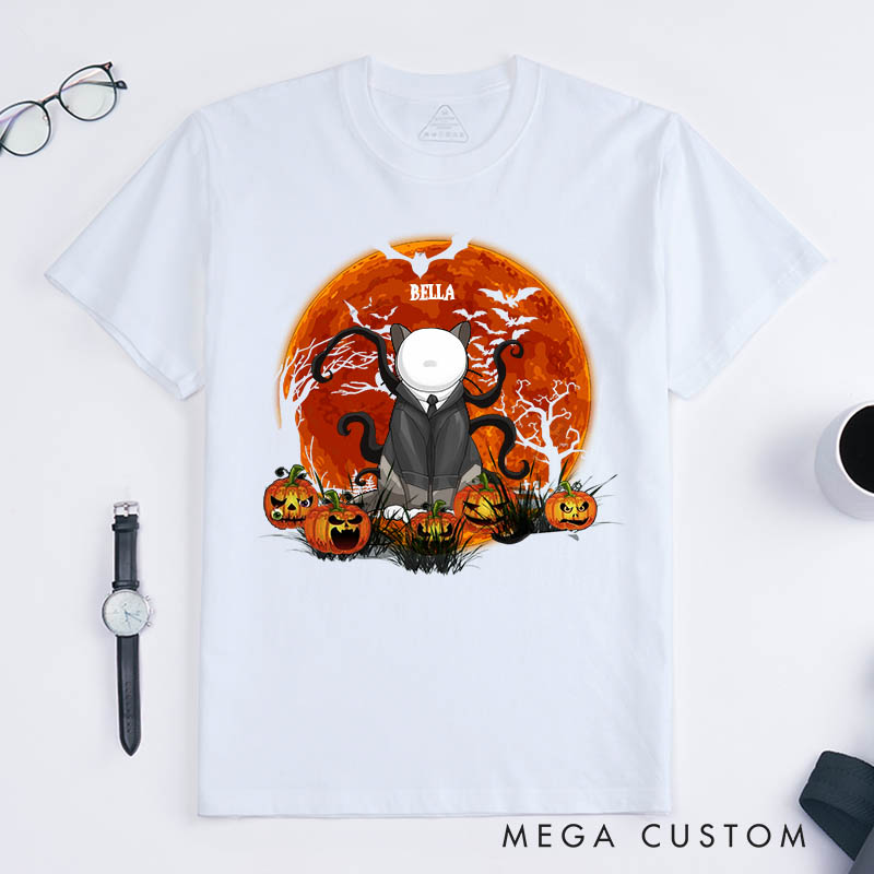 Personalized Cat Lover Halloween Cat T-Shirt