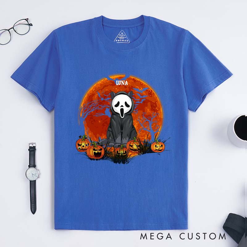 Personalized Cat Lover Halloween Cat T-Shirt