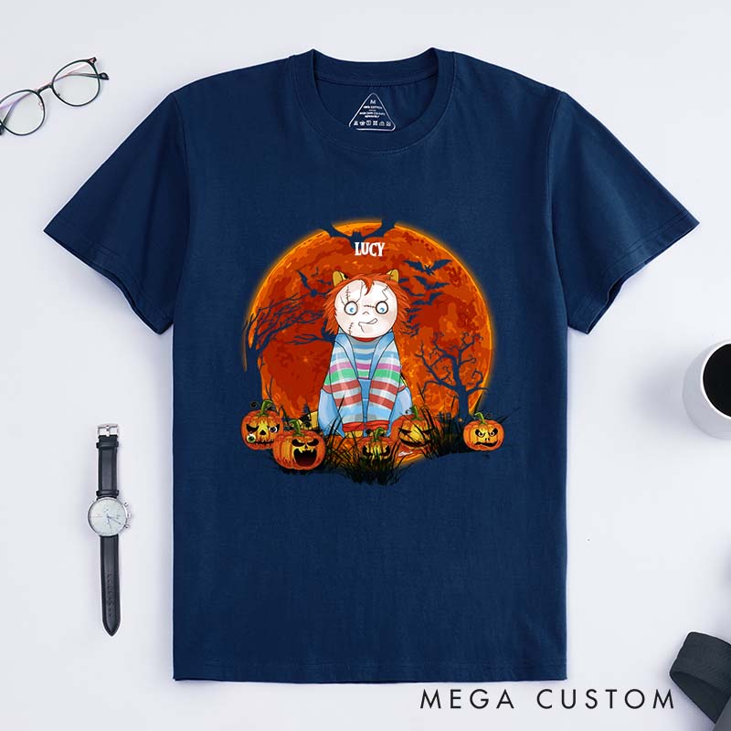 Personalized Cat Lover Halloween Cat T-Shirt