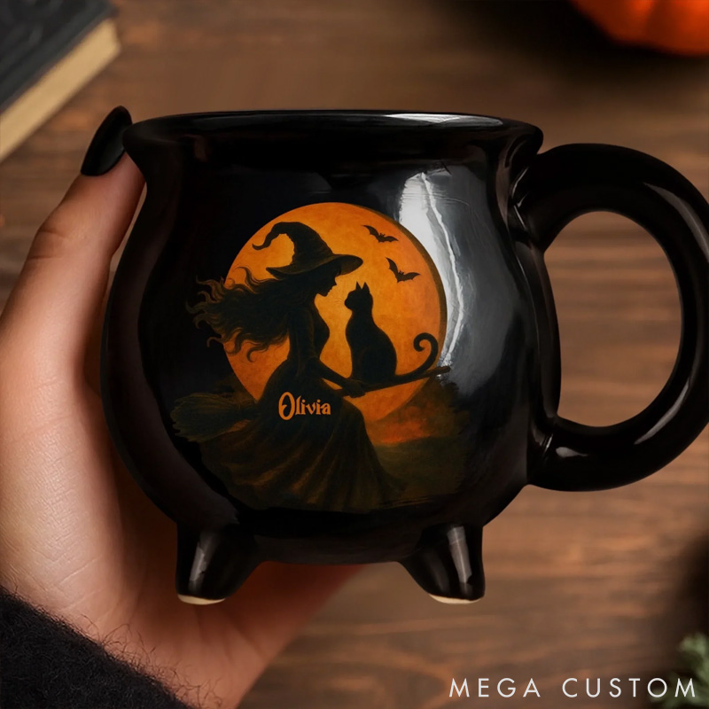 Personalized Cat Lover Halloween Witchy Gifts Mugs