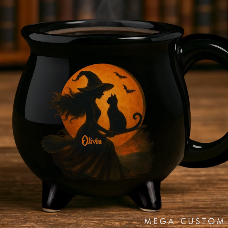 Personalized Cat Lover Halloween Witchy Gifts Mugs
