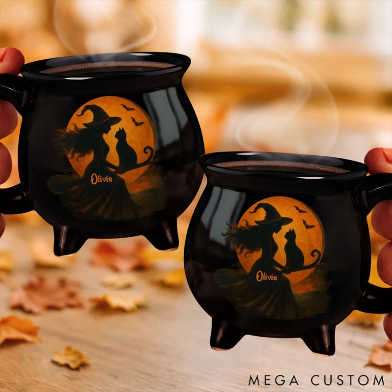 Personalized Cat Lover Halloween Witchy Gifts Mugs