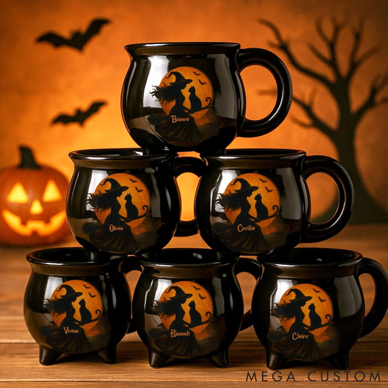 Personalized Cat Lover Halloween Witchy Gifts Mugs