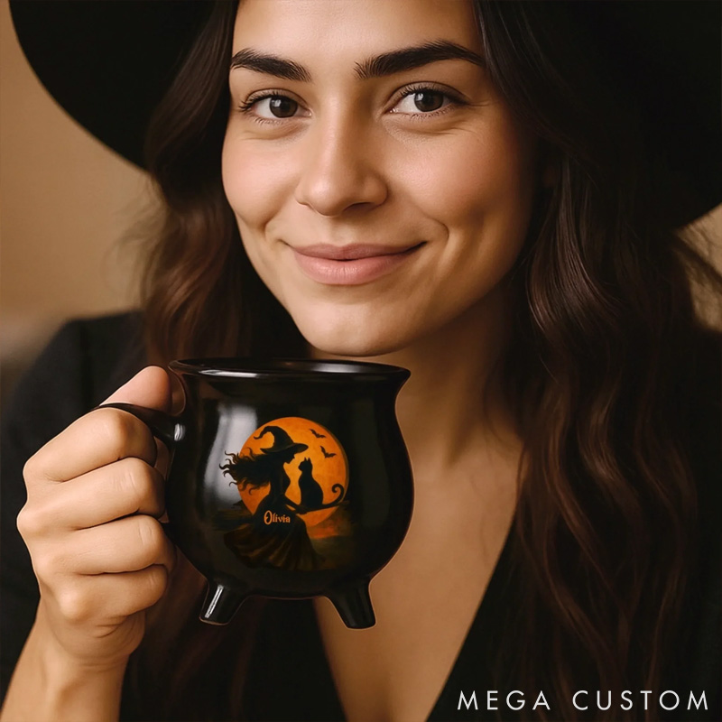 Personalized Cat Lover Halloween Witchy Gifts Mugs
