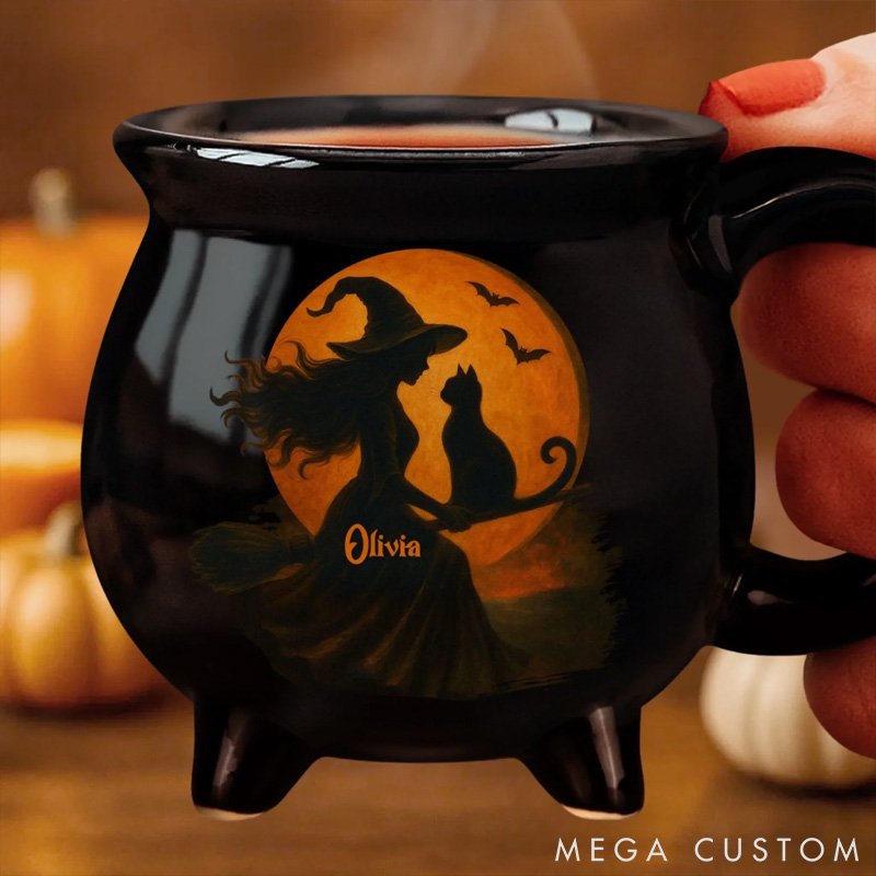 Personalized Cat Lover Halloween Witchy Gifts Mugs