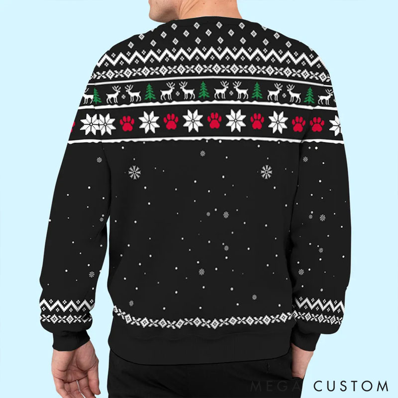 Personalized Cat Lover Happy Christmas with My Dad Cartoon Ugly Sweatshirt