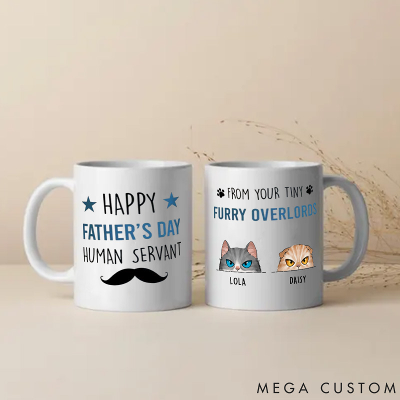Personalized Cat Lover Happy Father's Day Human Servant Mugs