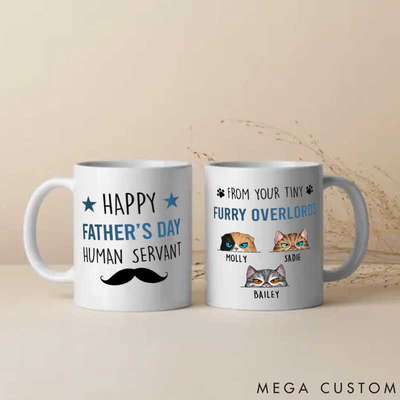 Personalized Cat Lover Happy Father's Day Human Servant Mugs