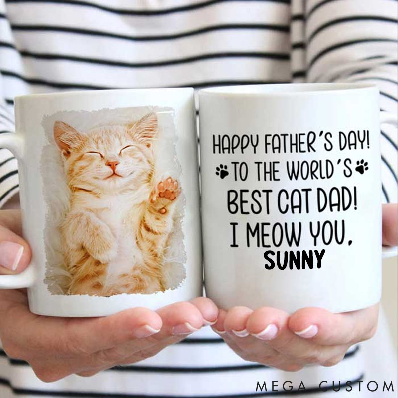 Personalized Cat Lover Happy Father's Day to the World's Best Cat Dad Mugs