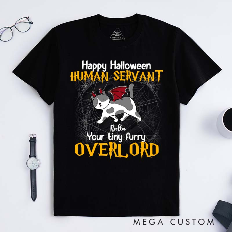 Personalized Cat Lover Happy Halloween Human Servant T-Shirt