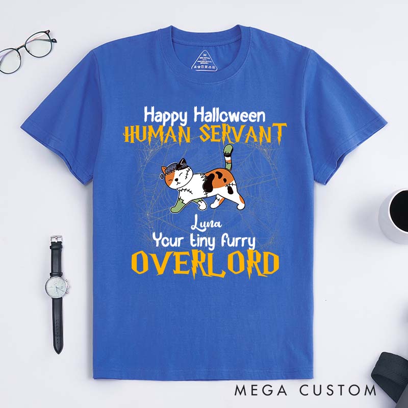 Personalized Cat Lover Happy Halloween Human Servant T-Shirt