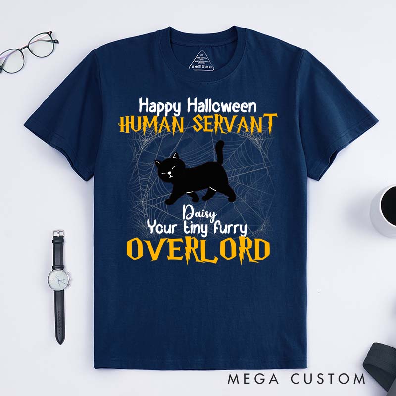 Personalized Cat Lover Happy Halloween Human Servant T-Shirt