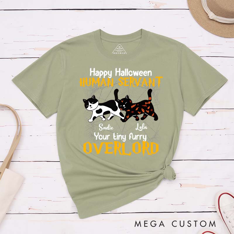 Personalized Cat Lover Happy Halloween Human Servant T-Shirt