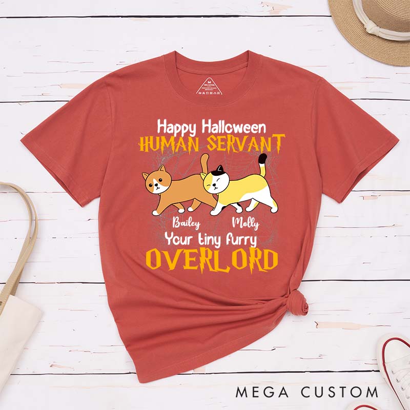 Personalized Cat Lover Happy Halloween Human Servant T-Shirt