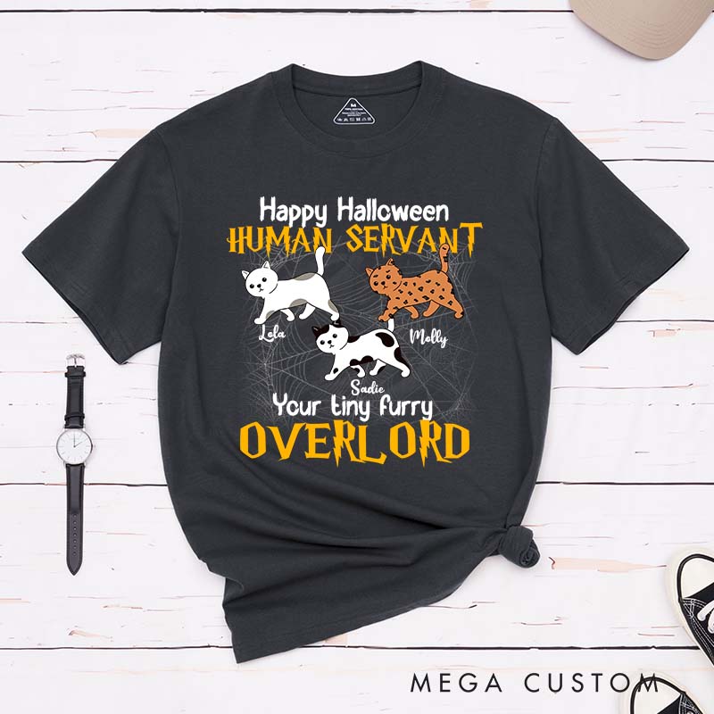Personalized Cat Lover Happy Halloween Human Servant T-Shirt