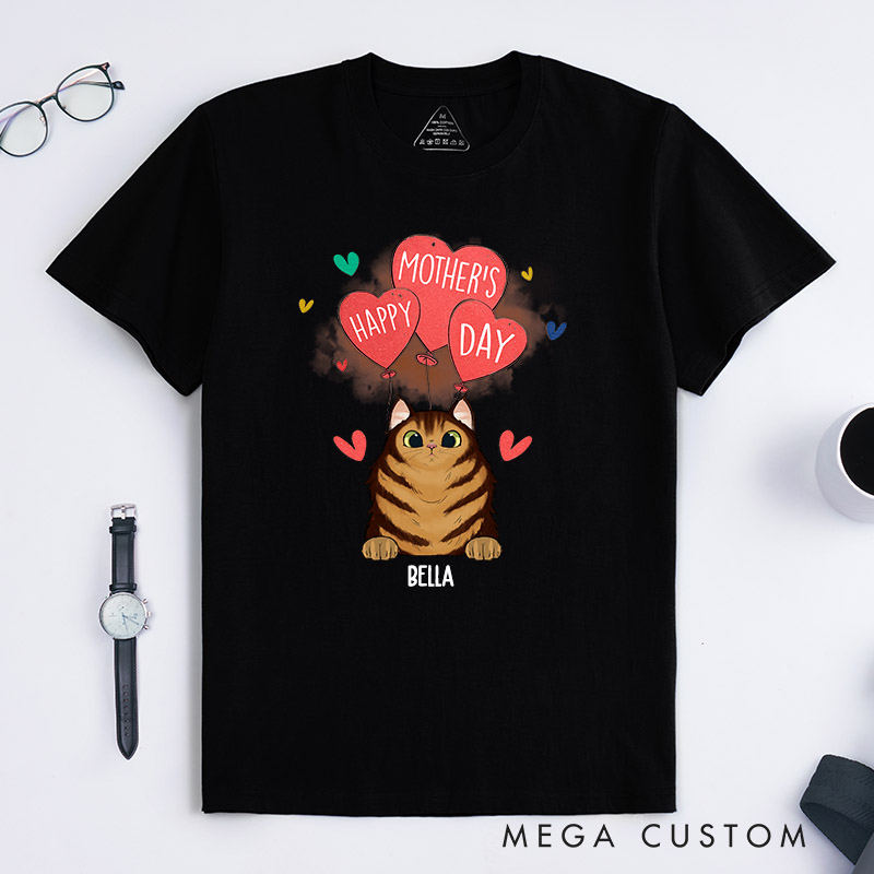 Personalized Cat Lover Happy Mother's Day Cat Mom T-Shirt
