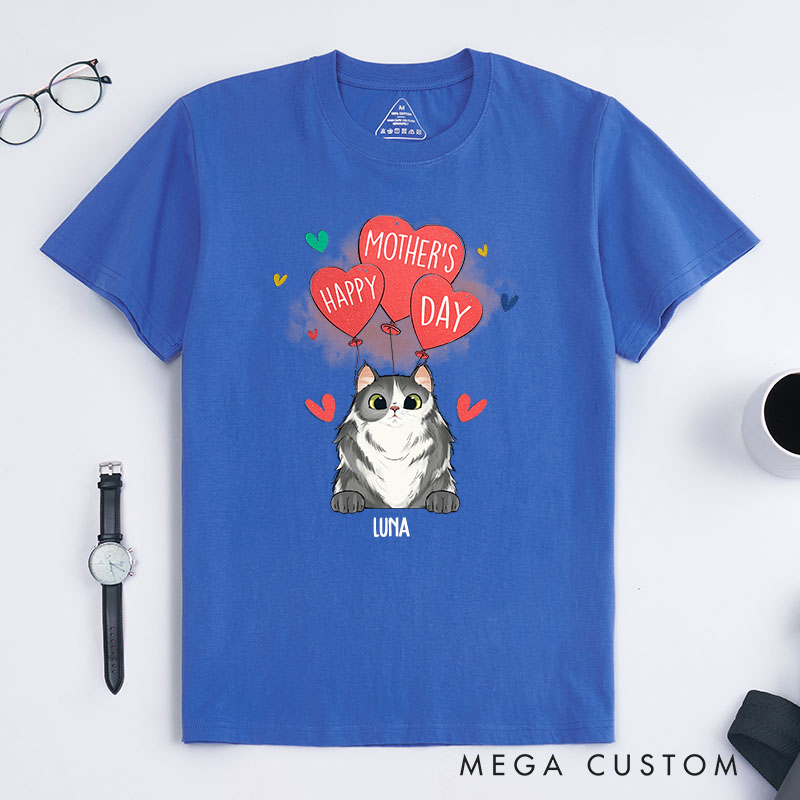 Personalized Cat Lover Happy Mother's Day Cat Mom T-Shirt
