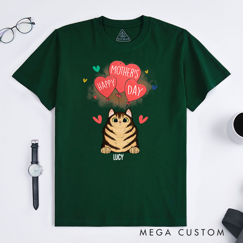 Personalized Cat Lover Happy Mother's Day Cat Mom T-Shirt