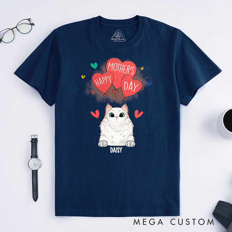 Personalized Cat Lover Happy Mother's Day Cat Mom T-Shirt