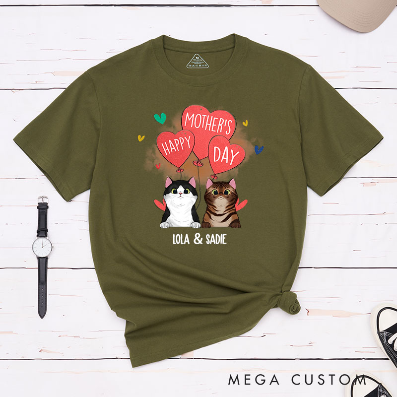 Personalized Cat Lover Happy Mother's Day Cat Mom T-Shirt
