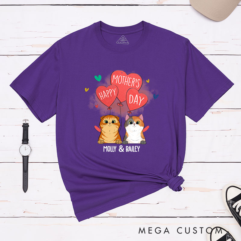 Personalized Cat Lover Happy Mother's Day Cat Mom T-Shirt