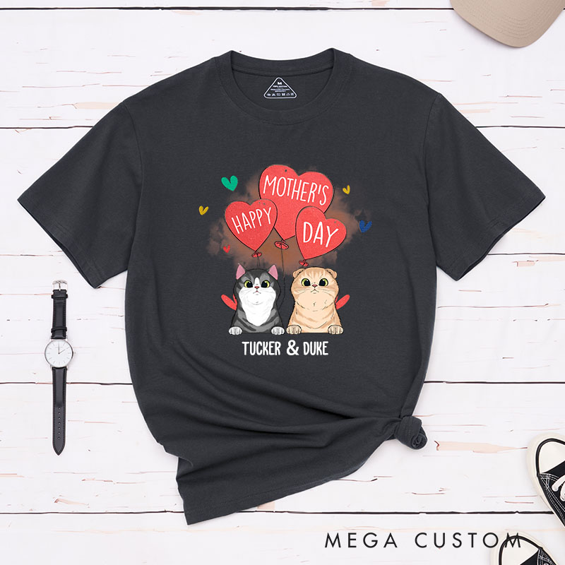 Personalized Cat Lover Happy Mother's Day Cat Mom T-Shirt