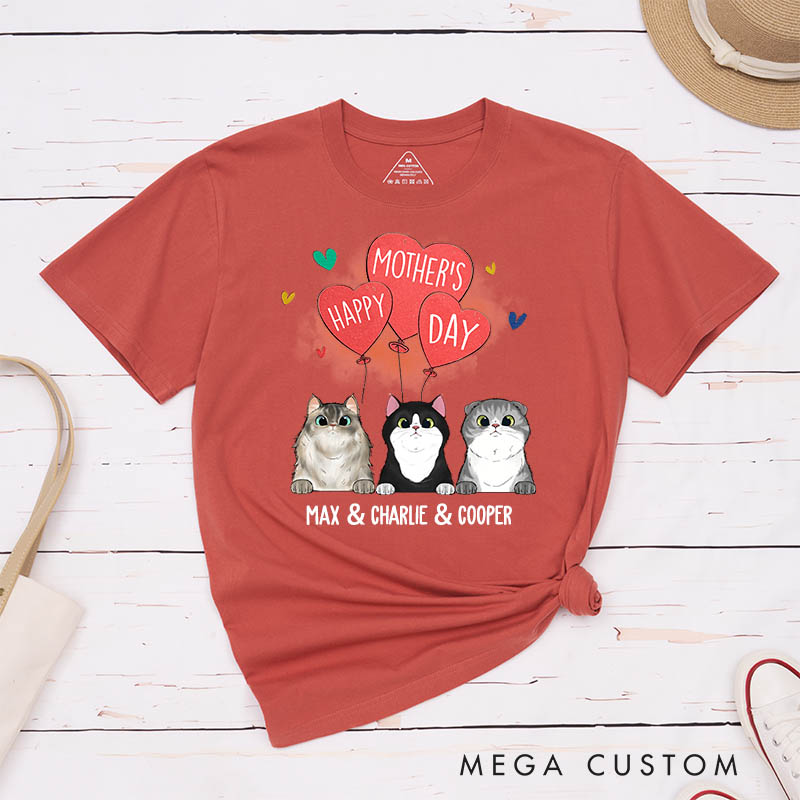Personalized Cat Lover Happy Mother's Day Cat Mom T-Shirt