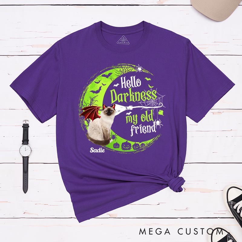 Personalized Cat Lover Hello Darkness My Old Friend T-Shirt