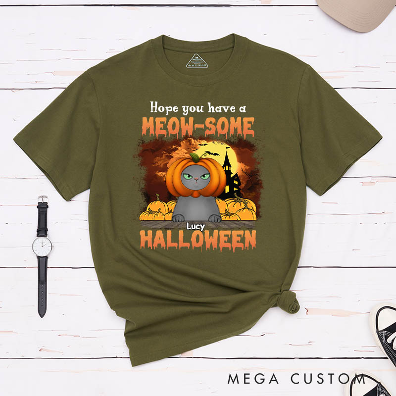 Personalized Cat Lover Hope You have a Meow some Halloween T-Shirt