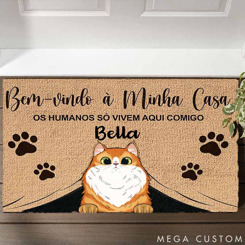 Personalized Cat Lover Humans Only Live Here with Our Permission Doormat
