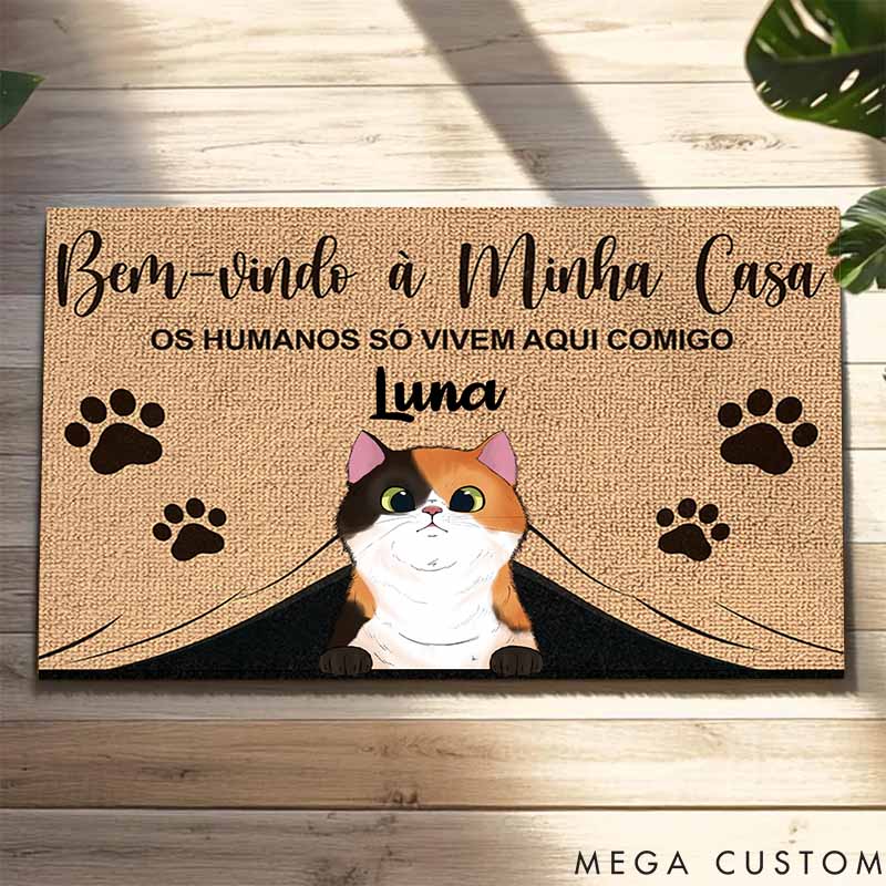 Personalized Cat Lover Humans Only Live Here with Our Permission Doormat