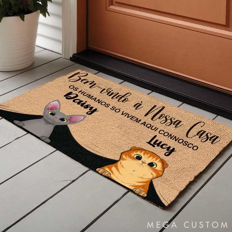 Personalized Cat Lover Humans Only Live Here with Our Permission Doormat
