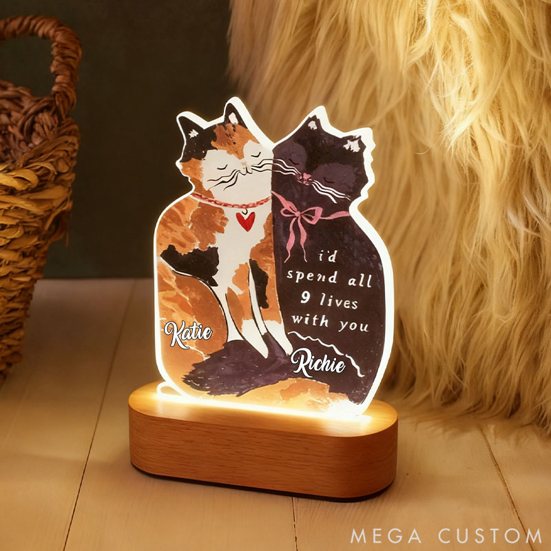 Personalized Cat Lover I'd Spend All 9 Lives with You Light