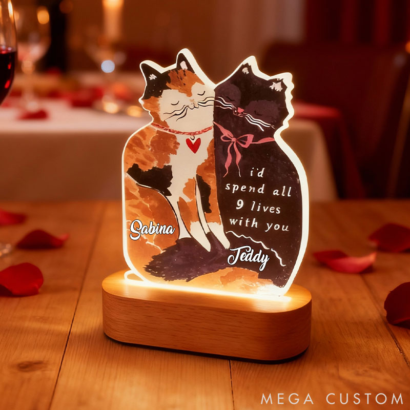 Personalized Cat Lover I'd Spend All 9 Lives with You Light