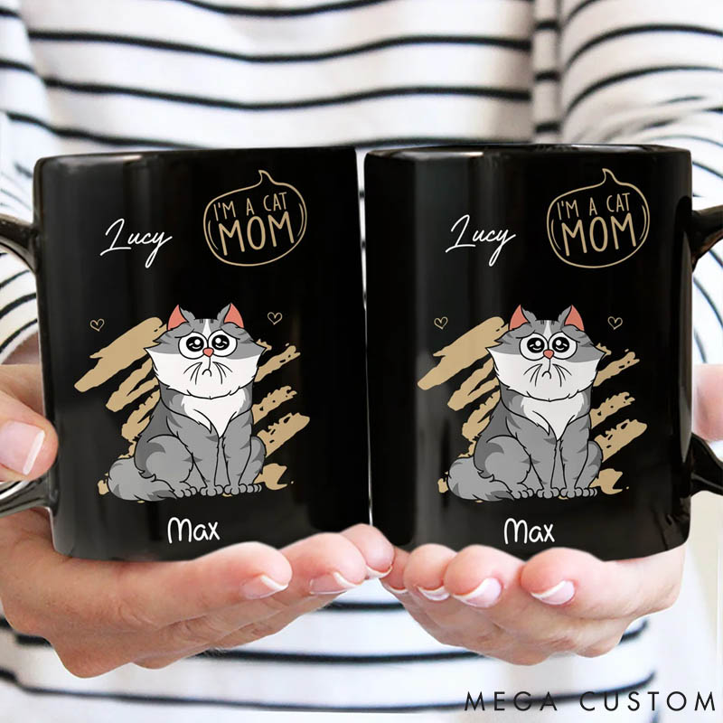 Personalized Cat Lover I'm A Cat Mom Mugs