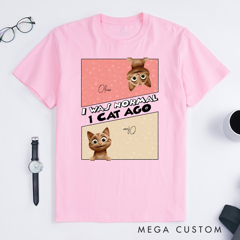 Personalized Cat Lover I was Normal 3 Cats Ago T-Shirt