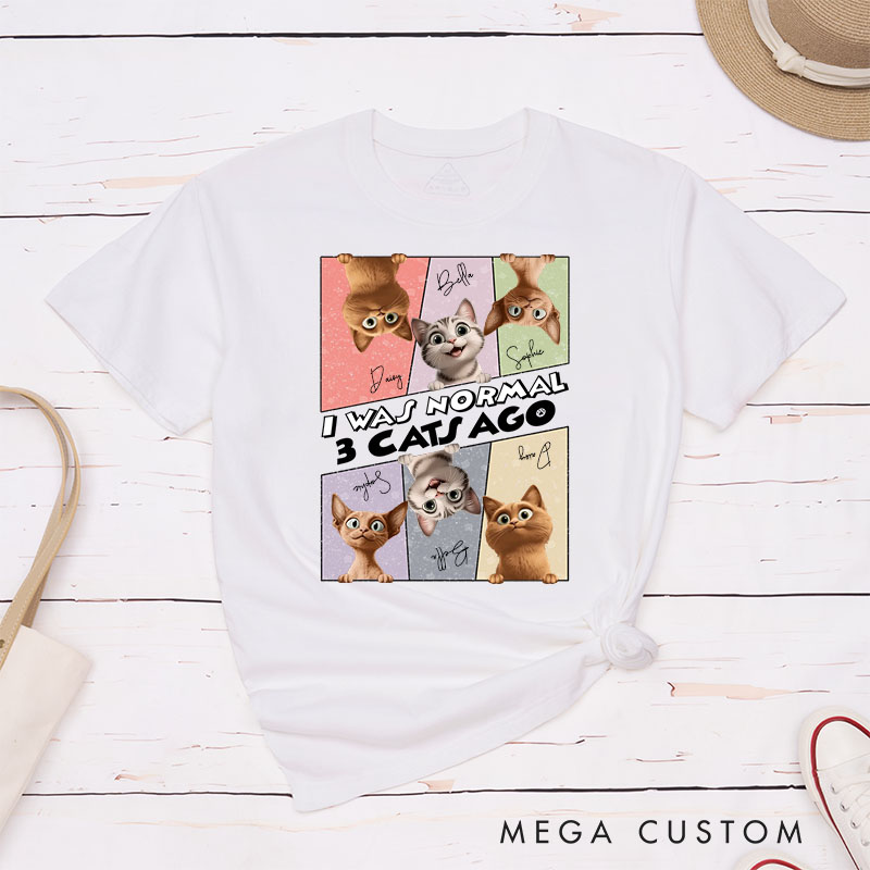 Personalized Cat Lover I was Normal 3 Cats Ago T-Shirt
