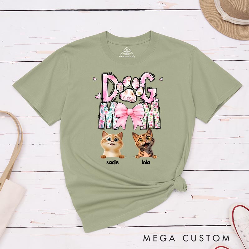 Personalized Cat Lover Just A Floral Girl with A Fluffy Boss Cat Mom T-Shirt