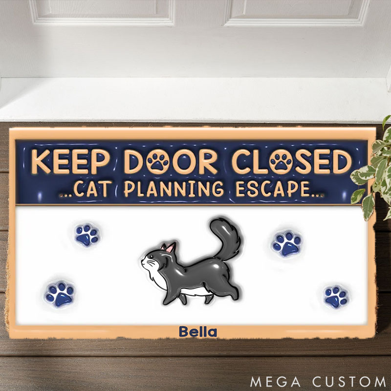 Personalized Cat Lover Keep Door Cat Planning Escape Closed Doormat