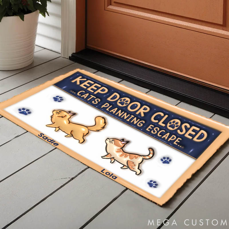 Personalized Cat Lover Keep Door Cat Planning Escape Closed Doormat