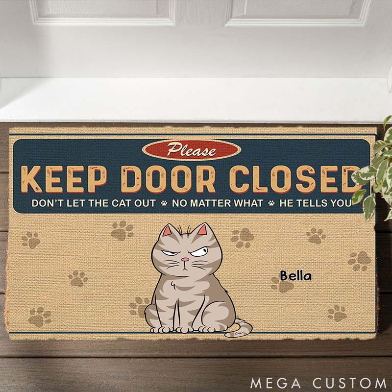Personalized Cat Lover Keep Door Closed Cats Escape Doormat